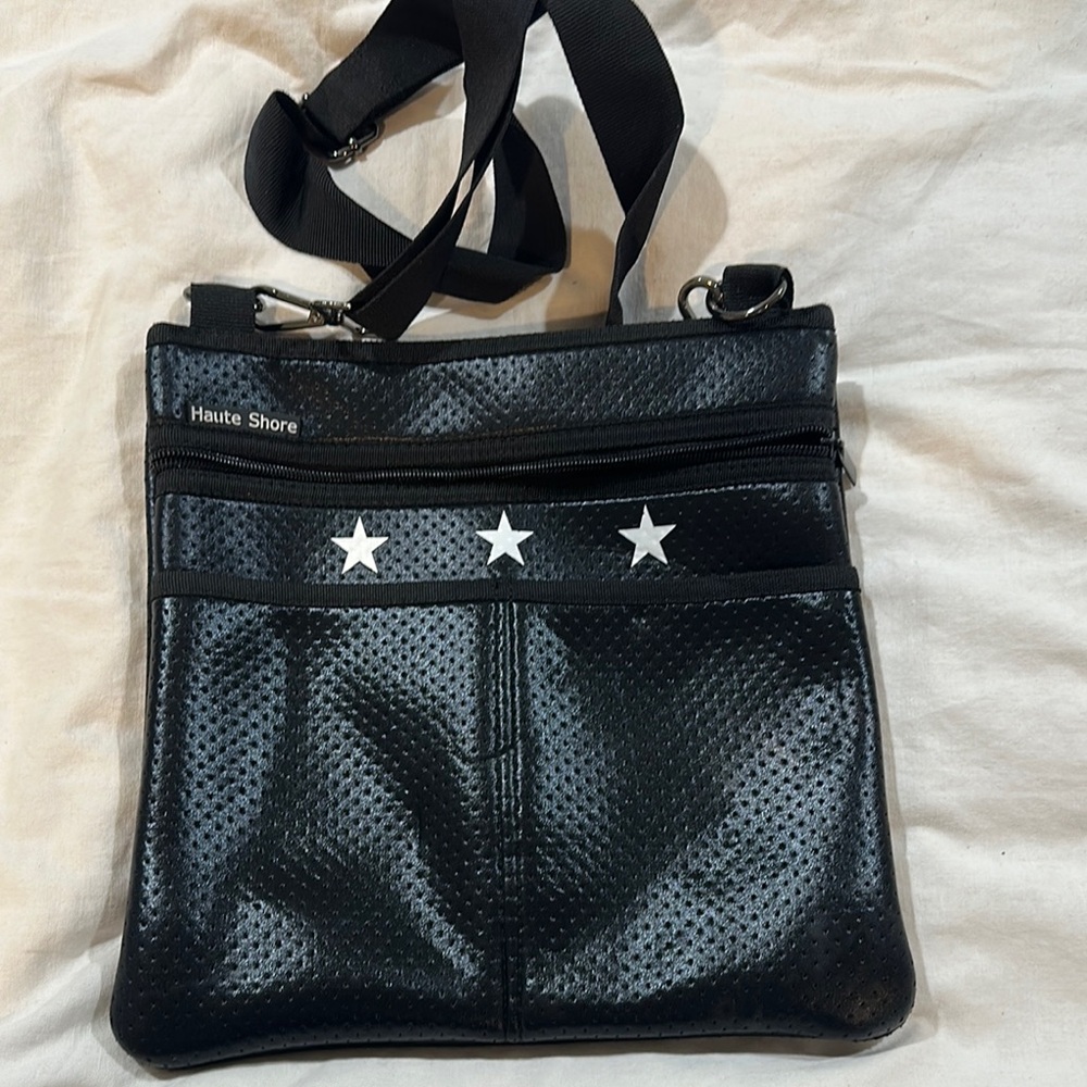 Haute Shore Black Messenger Bag with Star Accents